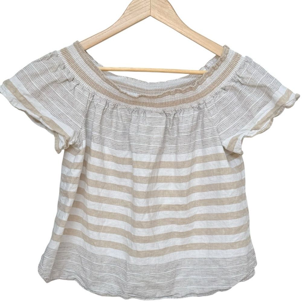 Vineyard Vines Short Sleeve Linen Cotton Lightweight Striped Top. Large.